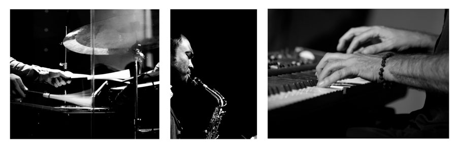 Collage von Bildern zu Jazzmusik/ Collage of pictures about jazz music